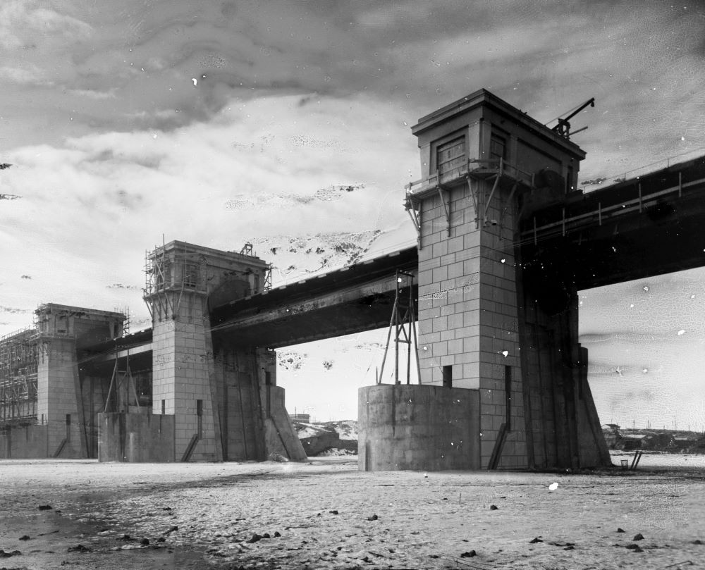 A Tiszalöki vízerőmű építkezése 1955-ben.