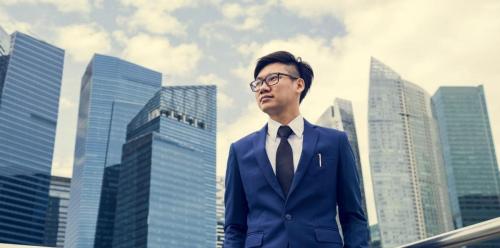 Asian businessman in a city